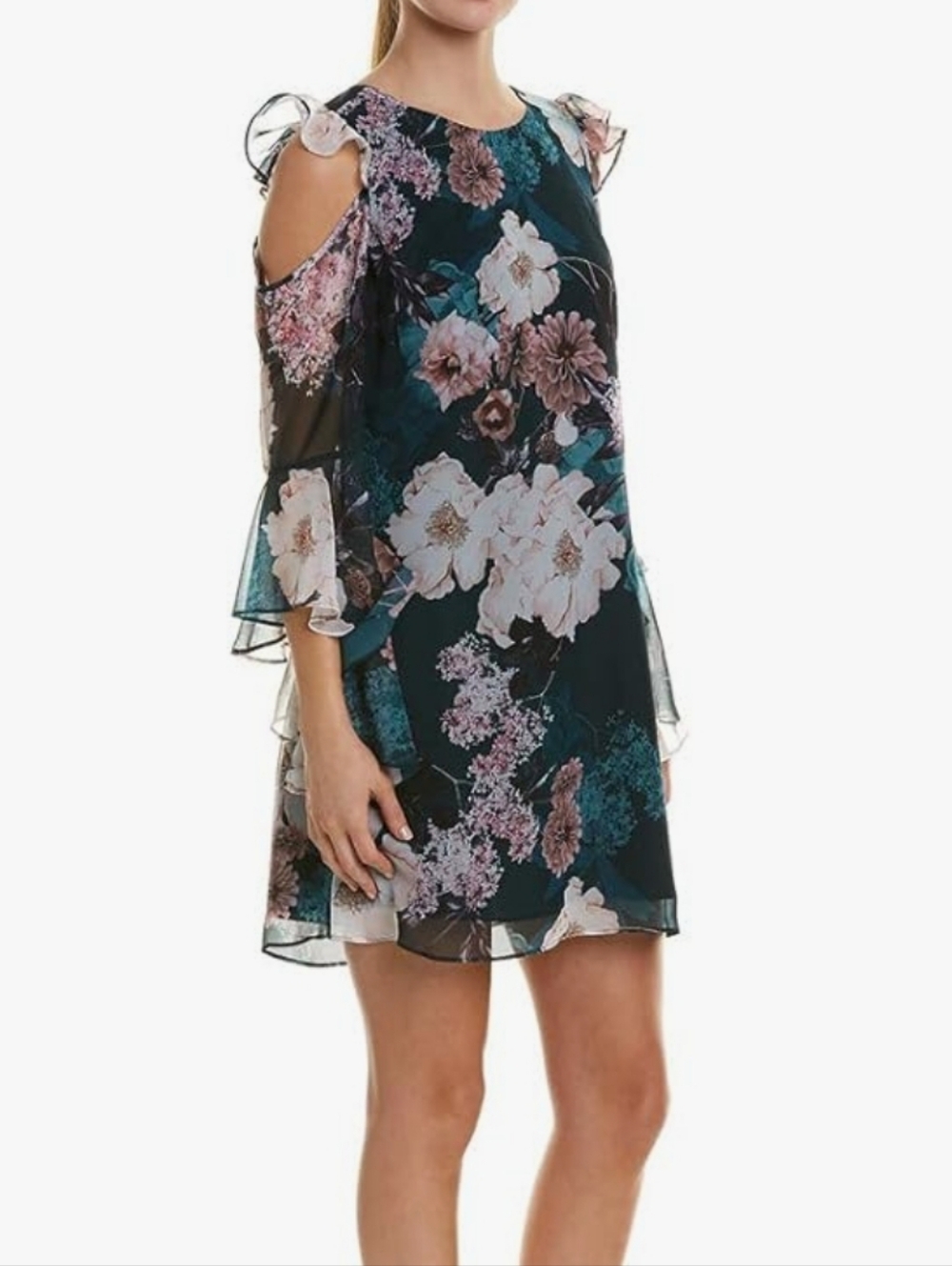 CeCe Womens Floral Print Bell Sleeves Mini Dress Size 2